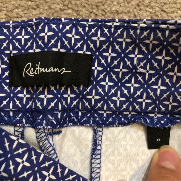 Reitmans Capri Geometric Pants Fake Pockets XS C - Picture 3 of 5